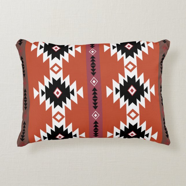 Aztec farbiges geometrisches Muster Dekokissen (Vorderseite)