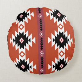 Aztec farbiges geometrisches Muster Rundes Kissen