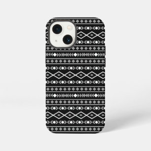 Aztec-Formenmuster Grau Weiß Schwarz iPhone 13 Mini Hülle