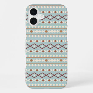 Aztec-Formenmuster Rost Creme Türkisblau iPhone 16 Plus Hülle