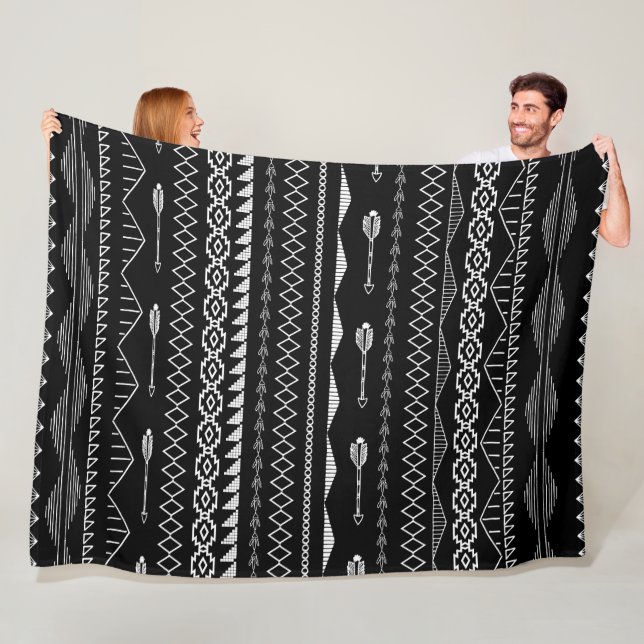 Aztec Geometric Black and White Abstrakt Pattern Fleecedecke (Beispiel)