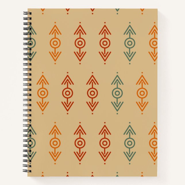 Aztec Geometric Blue und Orange Tribal Southwester Notizbuch (Vorderseite)