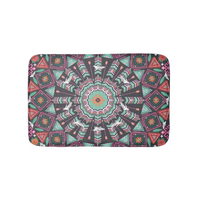 Aztec Geometric: farbiges Zirkelmuster Badematte (Vorderseite)