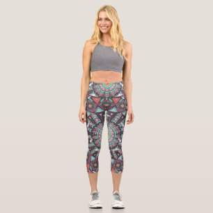 Aztec Geometric: farbiges Zirkelmuster Capri Leggings