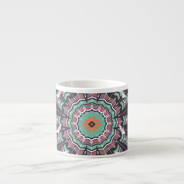 Aztec Geometric: farbiges Zirkelmuster Espressotasse (Vorderseite)
