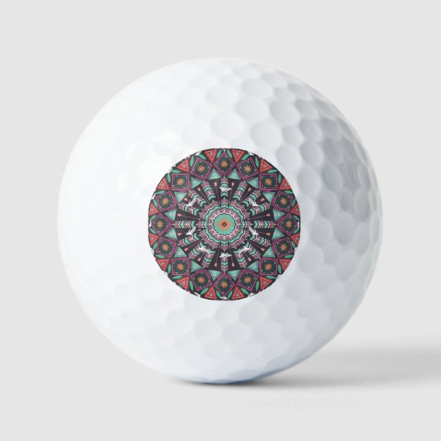 Aztec Geometric: farbiges Zirkelmuster Golfball (Vorderseite)