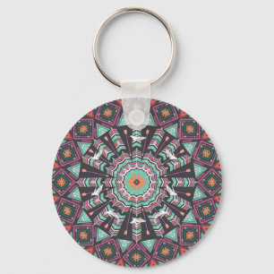 Aztec Geometric: farbiges Zirkelmuster Schlüsselanhänger
