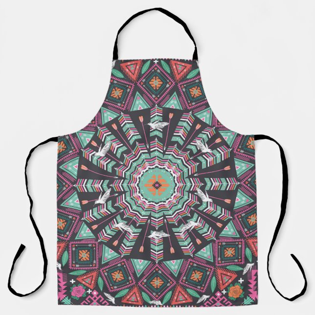 Aztec Geometric: farbiges Zirkelmuster Schürze (Vorderseite)
