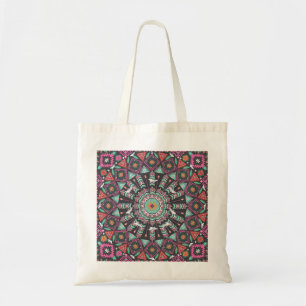 Aztec Geometric: farbiges Zirkelmuster Tragetasche