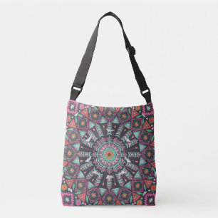 Aztec Geometric: farbiges Zirkelmuster Tragetaschen Mit Langen Trägern