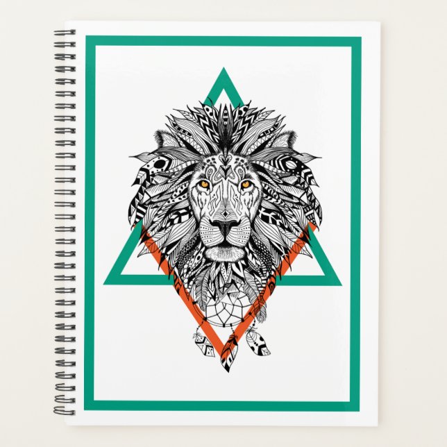 Aztec Geometric Lion Portrait Planer (Vorderseite)