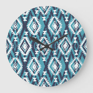 Aztec Geometric Tribal Navajo Print Große Wanduhr