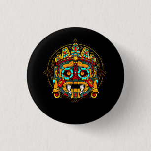 Aztec God Tlaloc Mayan Mythology Deity Mexican Her Button