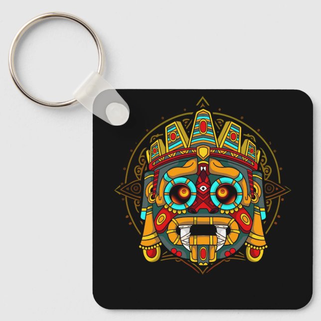 Aztec God Tlaloc Mayan Mythology Deity Mexican Her Schlüsselanhänger (Vorderseite)