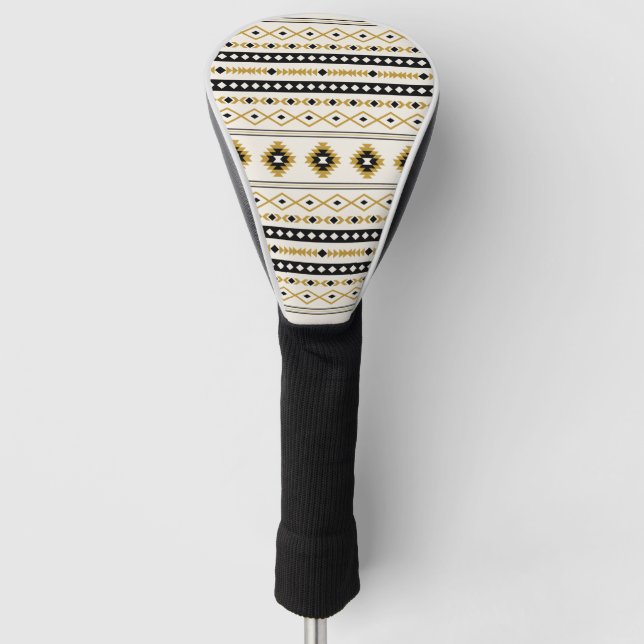 Aztec Gold Black Cream Mixed Motifs Pattern Golf Headcover (Vorderseite)