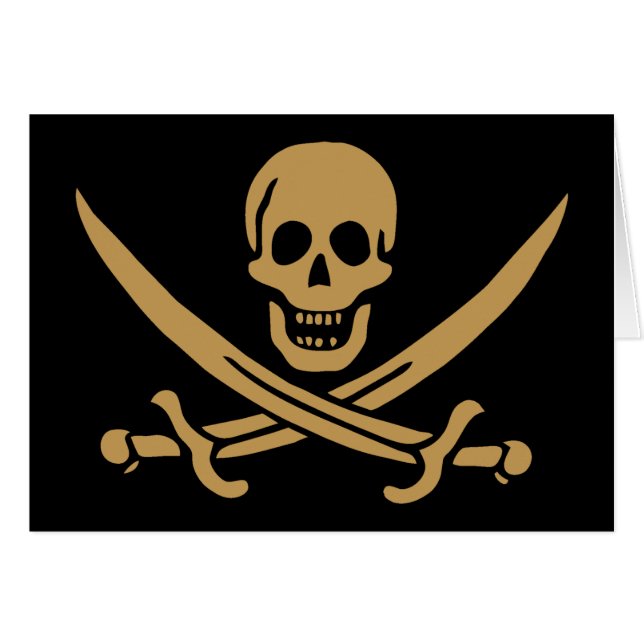 Aztec Gold Skull & Cutlass Pirate Calico Jack (Vorderseite (Horizontal))