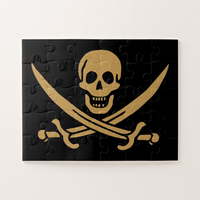 Aztec Gold Skull & Cutlass Pirate Calico Jack (Horizontal)
