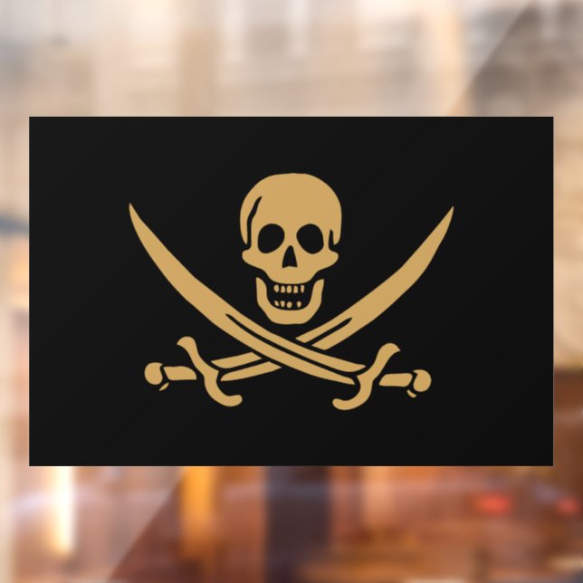 Aztec Gold Skull & Cutlass Pirate Calico Jack Fensteraufkleber (Blatt 2)