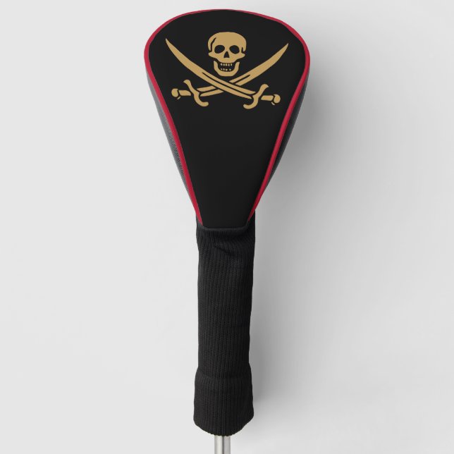Aztec Gold Skull & Cutlass Pirate Calico Jack Golf Headcover (Vorderseite)