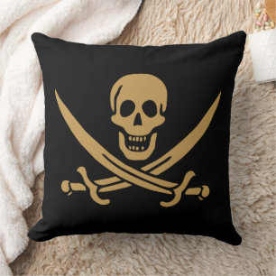 Aztec Gold Skull & Cutlass Pirate Calico Jack Kissen