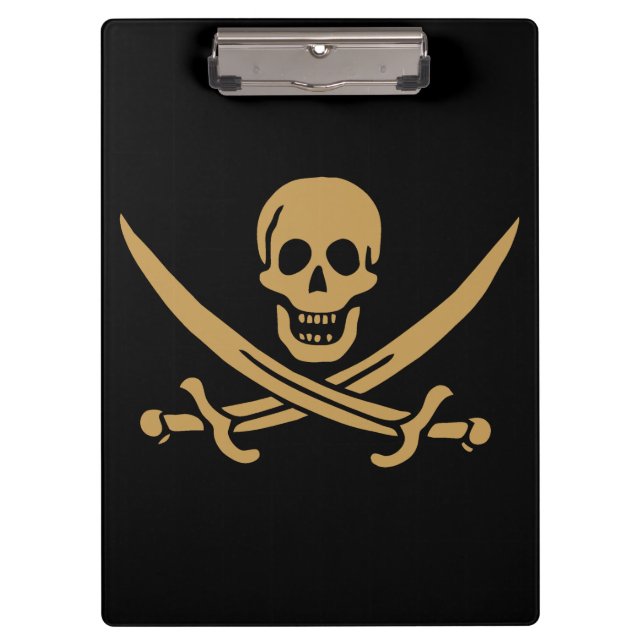 Aztec Gold Skull & Cutlass Pirate Calico Jack Klemmbrett (Vorderseite)
