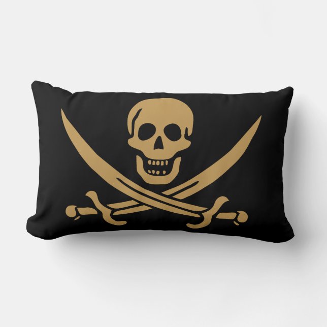 Aztec Gold Skull & Cutlass Pirate Calico Jack Lendenkissen (Vorderseite)