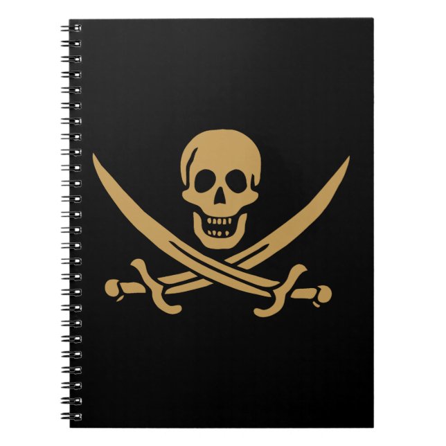 Aztec Gold Skull & Cutlass Pirate Calico Jack Notizblock (Vorderseite)