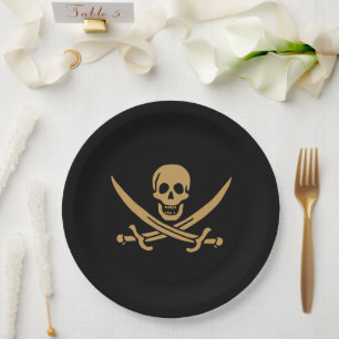 Aztec Gold Skull & Cutlass Pirate Calico Jack Pappteller