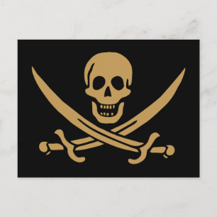 Aztec Gold Skull & Cutlass Pirate Calico Jack Postkarte