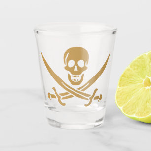 Aztec Gold Skull & Cutlass Pirate Calico Jack Schnapsglas
