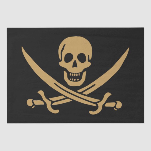Aztec Gold Skull & Cutlass Pirate Calico Jack Seidenpapier (Vorderseite)