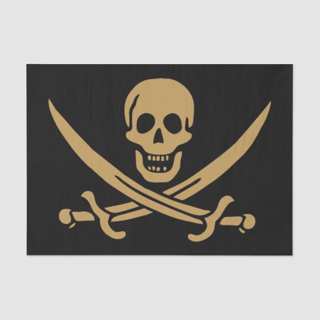 Aztec Gold Skull & Cutlass Pirate Calico Jack Seidenpapier (Vorderseite)
