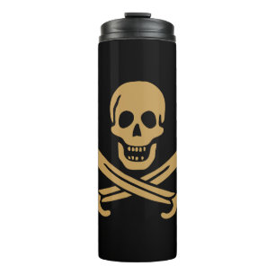 Aztec Gold Skull & Cutlass Pirate Calico Jack Thermosbecher
