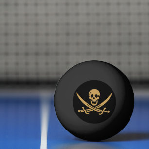 Aztec Gold Skull & Cutlass Pirate Calico Jack Tischtennisball