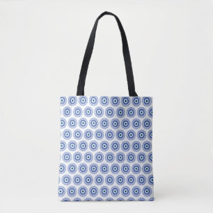 Aztec Griechisch Key Evil Eye Muster Blau Tasche