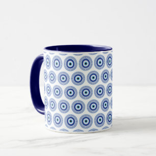 Aztec Griechisch Key Evil Eye Muster Blau Tasse