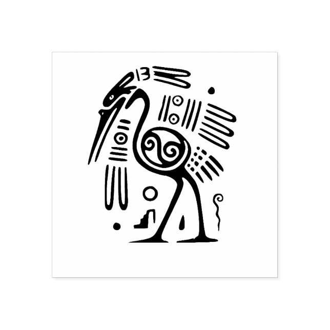 Aztec Heron Waterbird Art Gummistempel (Prägung)