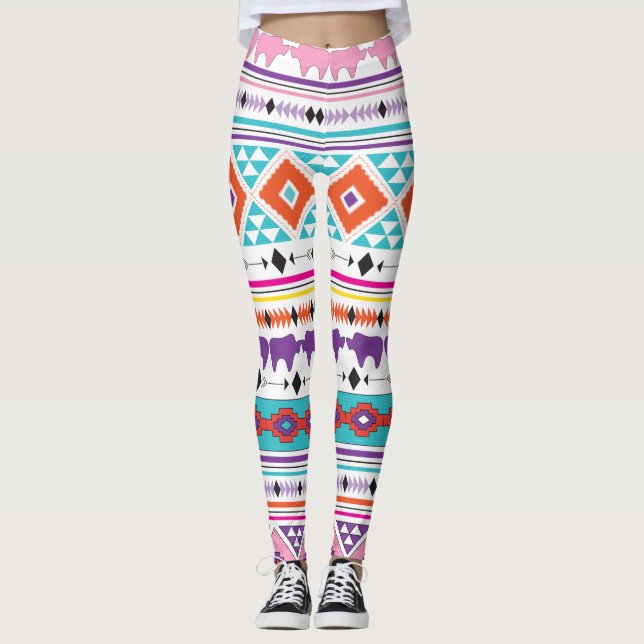 Aztec Indian Southwestern Pattern Leggings (Vorderseite)