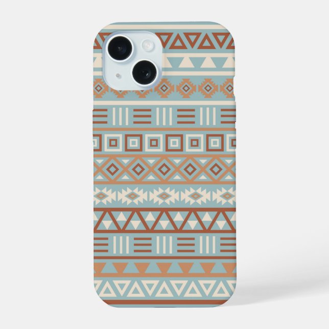 Aztec Influence Motif Crème Bleue Terracottas (Verso)