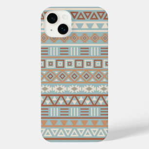 Aztec Influenza Pattern Blaue Creme Terracottas iPhone 14 Plus Hülle