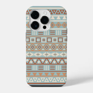 Aztec Influenza Pattern Blaue Creme Terracottas iPhone 14 Pro Hülle