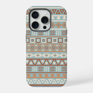 Aztec Influenza Pattern Blaue Creme Terracottas iPhone 15 Pro Hülle