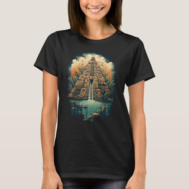 Aztec Inka Maya Mystic Jungle Tempel Pyramid Graph T-Shirt (Vorderseite)