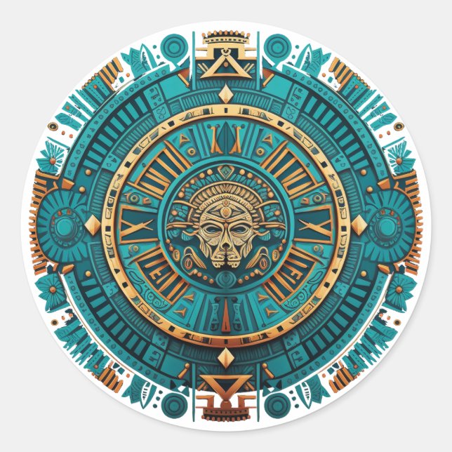 Aztec, Inka und Maya-Antike Runder Aufkleber (Vorderseite)