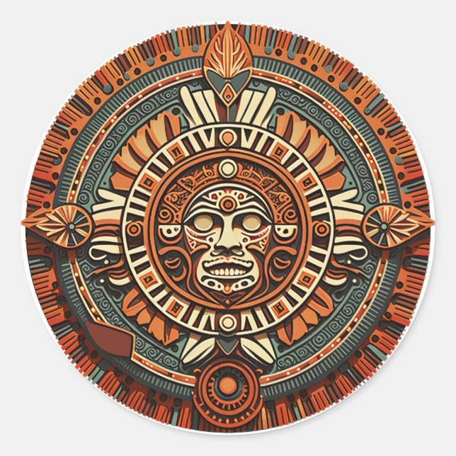 Aztec, Inka und Maya-Antike Runder Aufkleber (Vorderseite)