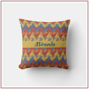 Aztec Inspiriert Blue Red und Gold Kissen