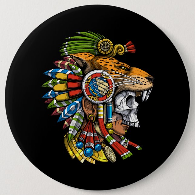Aztec Jaguar Mask Button (Vorderseite)