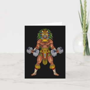 Aztec Jaguar Warrior Bodybuilding Gym Weightliftin Karte