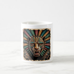Aztec Jaguar Warrior Mask Antike mexikanische Ku Kaffeetasse