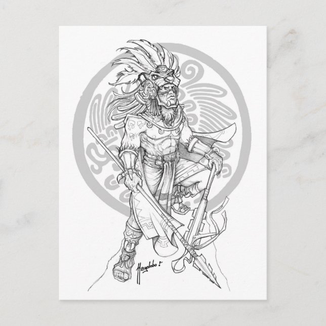 Aztec Jaguar Warrior Postkarte (Vorderseite)